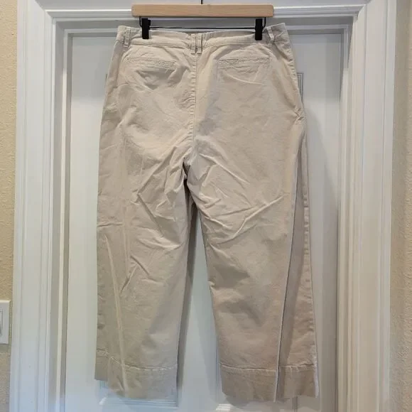 Garnet Hill organic cotton chino wide leg, khaki size 14